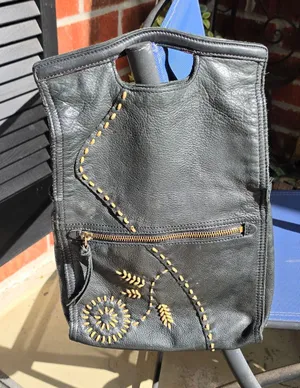 Lucky Brand Black Leather Fold Over Purse NO Shoulder Strap thumbnail 1