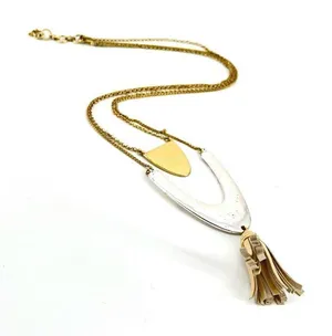Lucky Brand Long Two Tone Fringe Necklace‎ Boho Career thumbnail 1