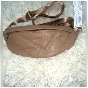 Tan Designer Leather Camel Crossbody Bag NWT thumbnail 5