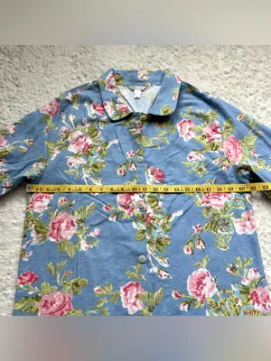 Garnet Hill Organic Cotton Heritage Flannel Pajama Top Shirt S Blue Floral NWOT thumbnail 14