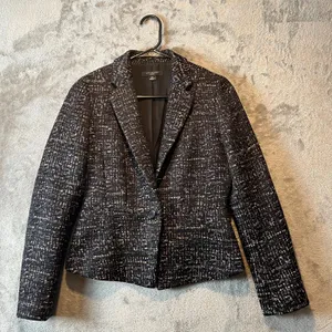 Ann Taylor Tweed Blazer Size 2P‎ Black Melange Peplum Suit Jacket Wool Blend thumbnail 3