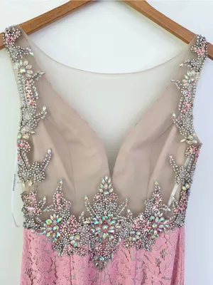 Alyce Paris Lace Beaded Sleeveless Mermaid Formal Gown Dress in Pink size 6 thumbnail 2