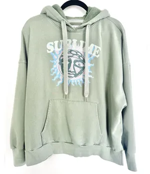 American Eagle Sublime Hoodie Oversized XS Green‎ Sun Graphic Band Tee Y2K Baggy thumbnail 1