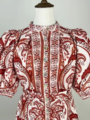 NWOT Farm Rio Tropical Cameo Belted Romper Size S 100% Cotton Puff Sleeves thumbnail 3