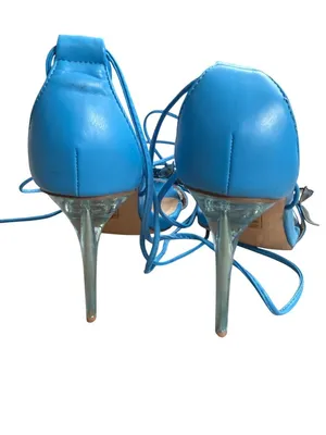 SHOE REPUBLIC LA Blue Butterfly Lace Up Sandals Heels Size 9 thumbnail 5