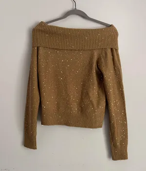 Brown sparkly off the shoulder sweater thumbnail 2