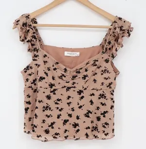 Good Days Project Tank Top Womens XL Tan Floral Ruffle Excellent thumbnail 1