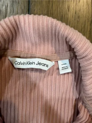 Calvin Klein Jeans Men's Pink Ribbed Quarter-Zip Sweater thumbnail 3