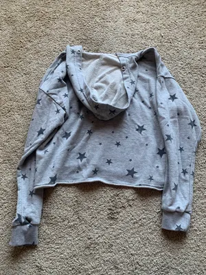 Grey Cropped Star Hoodie thumbnail 2
