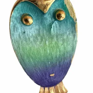 Vintage Colorful Owl Brooch thumbnail 3