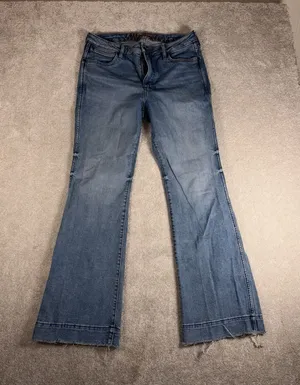 wrangler high‎ rise trouser jeans med wash raw hem 31x32 Flare Bootcut thumbnail 1