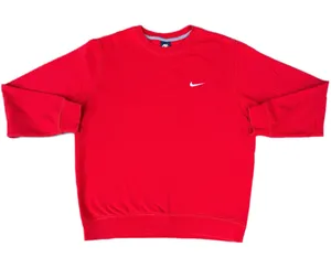 Vintage Nike Swoosh Red Embroidered Fleece Crewneck Sweatshirt Sweater thumbnail 1