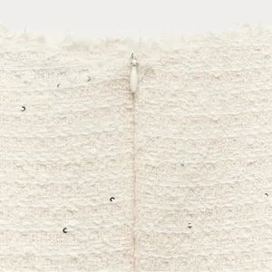 NWT❗️ZARA Elegant White Tweed Short Cutted Dress ZW Collection Mini Ivory Size M thumbnail 11