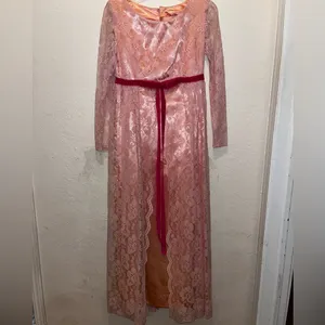 Vintage Elegant Lace Dress 70s evening semi formal special occasion thumbnail 2