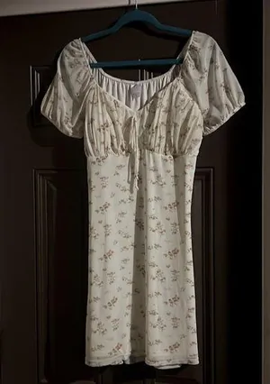 XL Xhilaration floral ivory short 90s dress thumbnail 1