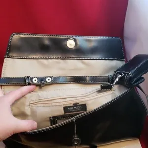 Nine West Black Shoulder Bag with Built In Cell Phone Holder thumbnail 7