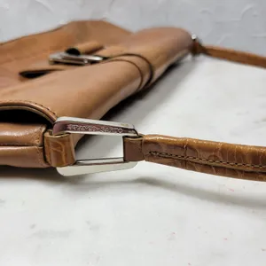 VTG Franco Sarto Y2K Leather Shoulder Bag Tan Alligator Trim Baguette Purse thumbnail 15