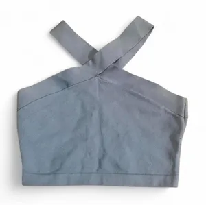 Aritzia Babaton Sculpt Knit Cross Halter Crop Top Blue M thumbnail 1