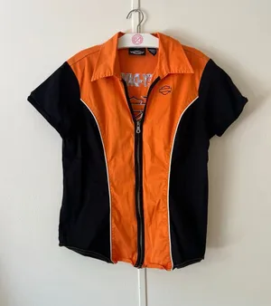 Harley Davidson Zip Up Front Top Woman’s Size Large Y2K 11/2009 thumbnail 1