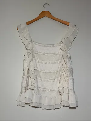 Anthropologie Ruffle Lace Trim Blouse thumbnail 5