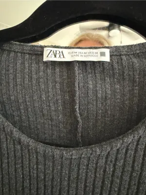 Zara Charcoal Ribbed Long Sleeve Knit Dress thumbnail 3