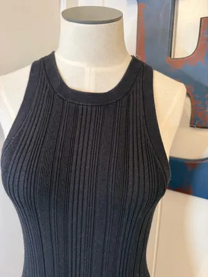 Kith Black Ribbed Sleeveless Bodycon Mini Dress Sz M thumbnail 4