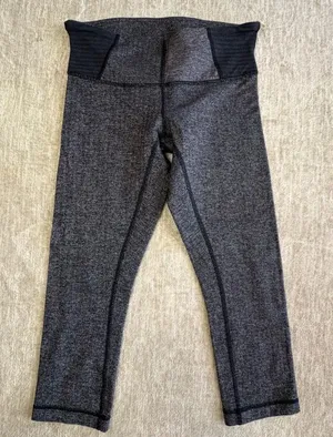 Lululemon Wunder Under‎ Leggings Womens 6 Herringbone Mid Rise Crop Yoga Tights thumbnail 1