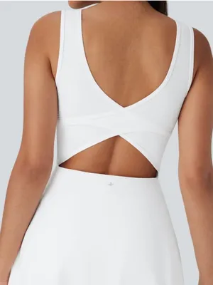 NWOT Halara White SoftlyZero Airy U Neck 2-in-1 Pocket Mini Active Dress thumbnail 4
