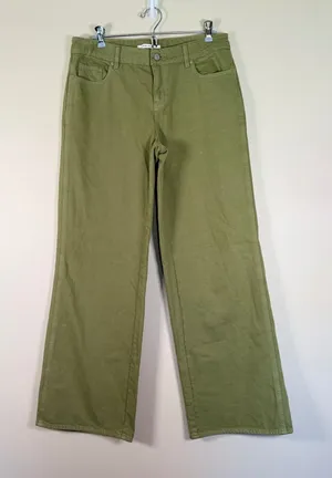 PacSun Low Rise Baggy‎ Jeans Olive Green Wide Leg Denim Pants Womens 28 thumbnail 1