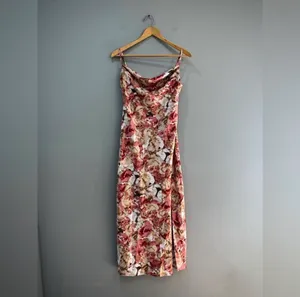 SALE! Pink Floral Unbranded Drape Front Maxi Dress Size M EUC thumbnail 4