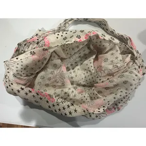 Free People Mixed Print Floral Star Polka Dot Cotton Gauze Tote Bag Pink Black thumbnail 4