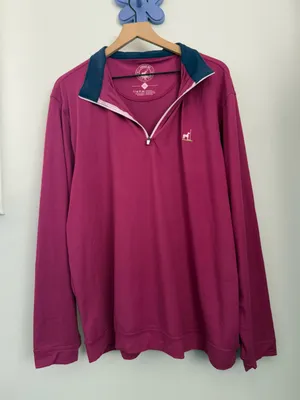 Proud 90 Golf is Fun Men’s XL Quarter Zip Pullover Magenta Golf Athletic Outdoor thumbnail 1