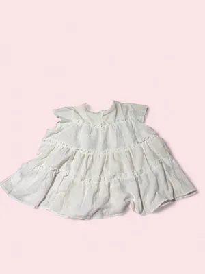 Women’s White Tiered Ruffle Blouse thumbnail 2