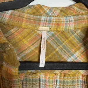 Free People Juniper Ridge Olive Green Plaid Flannel thumbnail 6