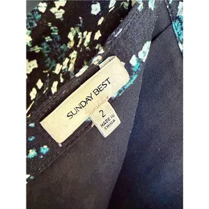 Aritzia Sunday Best Zelda Mini Skirt, Size 2, Black w/ White and Blue Flowers thumbnail 4