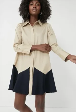 Tuckernuck Sand Roux button up structured colorblock mini dress WOMENS SMALL thumbnail 1