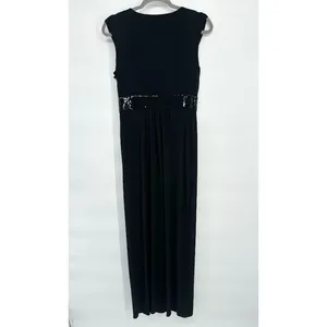 Calvin Klein Size‎ 6 Black Formal Surplice Maxi Dress Sequin Waist Faux Wrap thumbnail 5