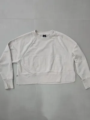 New Nike Women's Cream Crewneck Sweatshirt with Embossed Logo Size S thumbnail 3