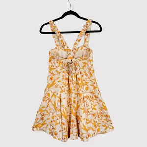 Anthropologie Maeve Dress Yellow Sweetheart Mini Floral Tank Smocked Boho XS thumbnail 3