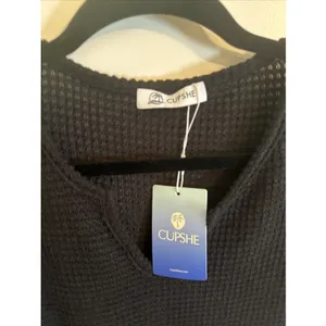 CUPSHE Waffle Knit Twisted Beach Dress / Cover-Up Black Size Small NWT thumbnail 2