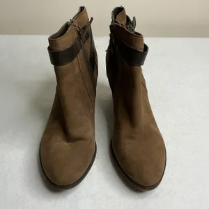 Franco‎ Sarto Dotty Brown Ankle Boots Leather Wrap Buckle Block Heel 9.5M thumbnail 2