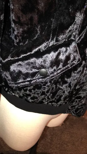 Velvet Bomber Jacket Black Size L thumbnail 2