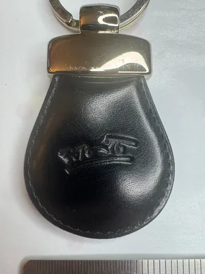 R. Britto Black Leather Keychain Key Ring Silver Tone thumbnail 5