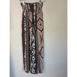 Bali Queen Aztec Smocked Waist Wide Leg Printed Pants One Size NEW thumbnail 2