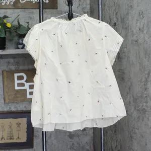 NWT Black Tape Size Printed Cotton Flutter-Sleeve Top Garden Way Off white 2X thumbnail 5