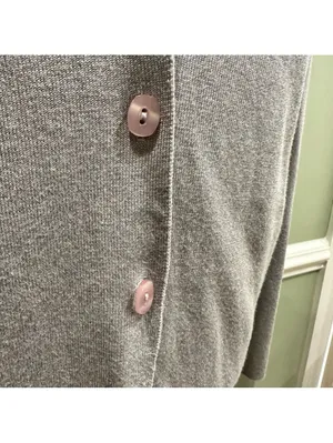 Talbots Light Gray Cotton Rayon Button Cardigan Sweater Size M thumbnail 4
