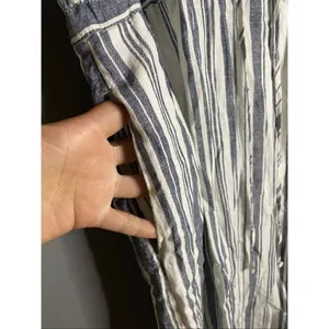 Time & Tru Striped Linen Blend Dress Pockets Coastal Nautical Cottagecore L thumbnail 3