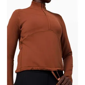 Lululemon Rulu Running Cropped 1/2 Zip Dark Terracotta Womens Athletic Top 10 thumbnail 10
