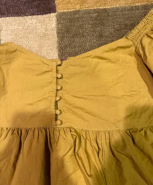 Free People Veronica Sweetheart Blouse Top Off The Shoulder Oversized Yellow XS thumbnail 2