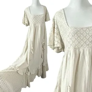 Free People Ethereal Bohemian Bring The Romance Midi Maxi Dress Neutral Medium thumbnail 11